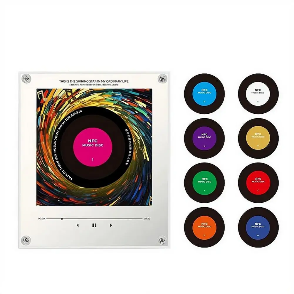 NFC Smart Fridge Magnet Sensing Music Player With 9 Discs Rotating Song Player Night Light Refrigerator Sticker Creative Gifts