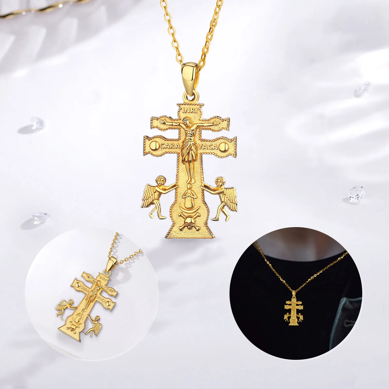 Imagem -03 - Sterling Silver Jesus Cruz Colar para Homens e Mulheres Ouro 18k Jóias Religiosas Presente Requintado Novo Eudora-925