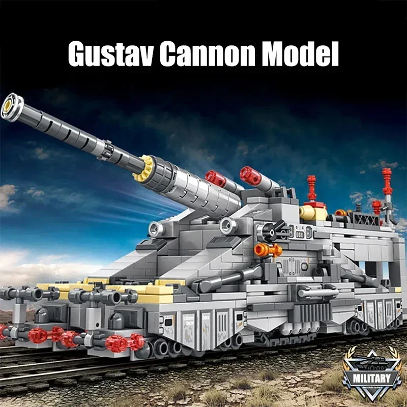 853PCS Military Schwerer Gustav Model Heavy Gustav Cannon Gun Weapon Building Blocks Tank Assemble Bricks Toy Girl For Kid Adult