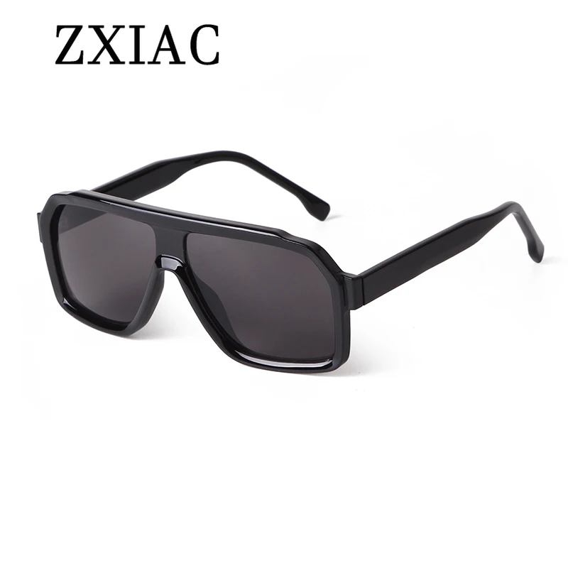 ZXIAC Fashion Retro Square Sunglasses Men Simple Large Frame Outdoor Sun Glasses Women Trendy Flat Top Driving Shades UV400 Male