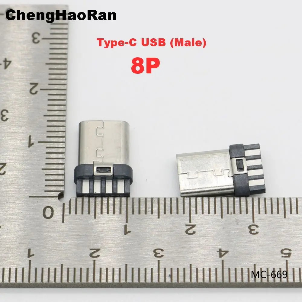 1pcs DIP 8P USB 3.1 Type C Male Plug Socket Connector for Test PCB Board 8pin DIY USB Jack Charging Socket Interface