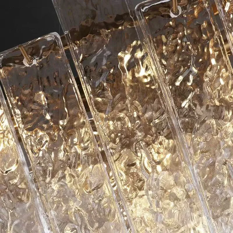 

Italian Design Water Ripple Glass Lamp Gold Metal Lustre 3 Color Dimmable Ceiling Lighting
