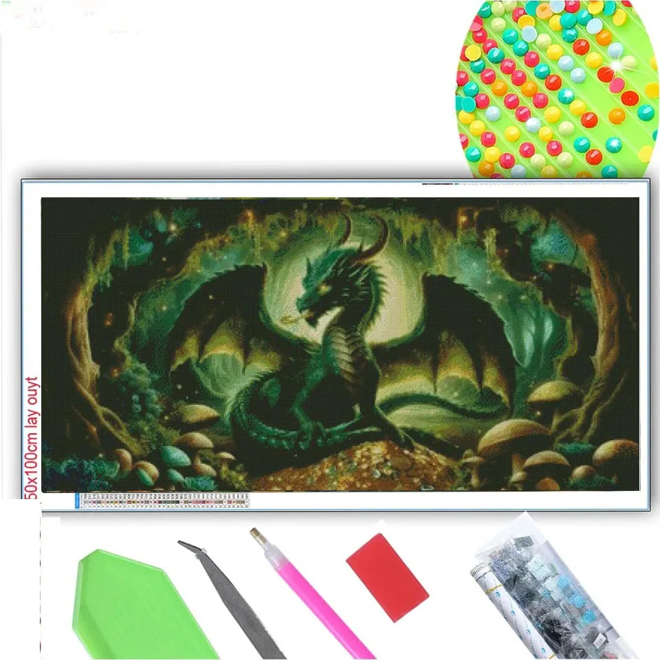 Green Dragon diamond paintings new 2024 DIY Jewelry cross stitch 5d diamond pictures Full Rhinestone Drill Mosaic Embroidery Art