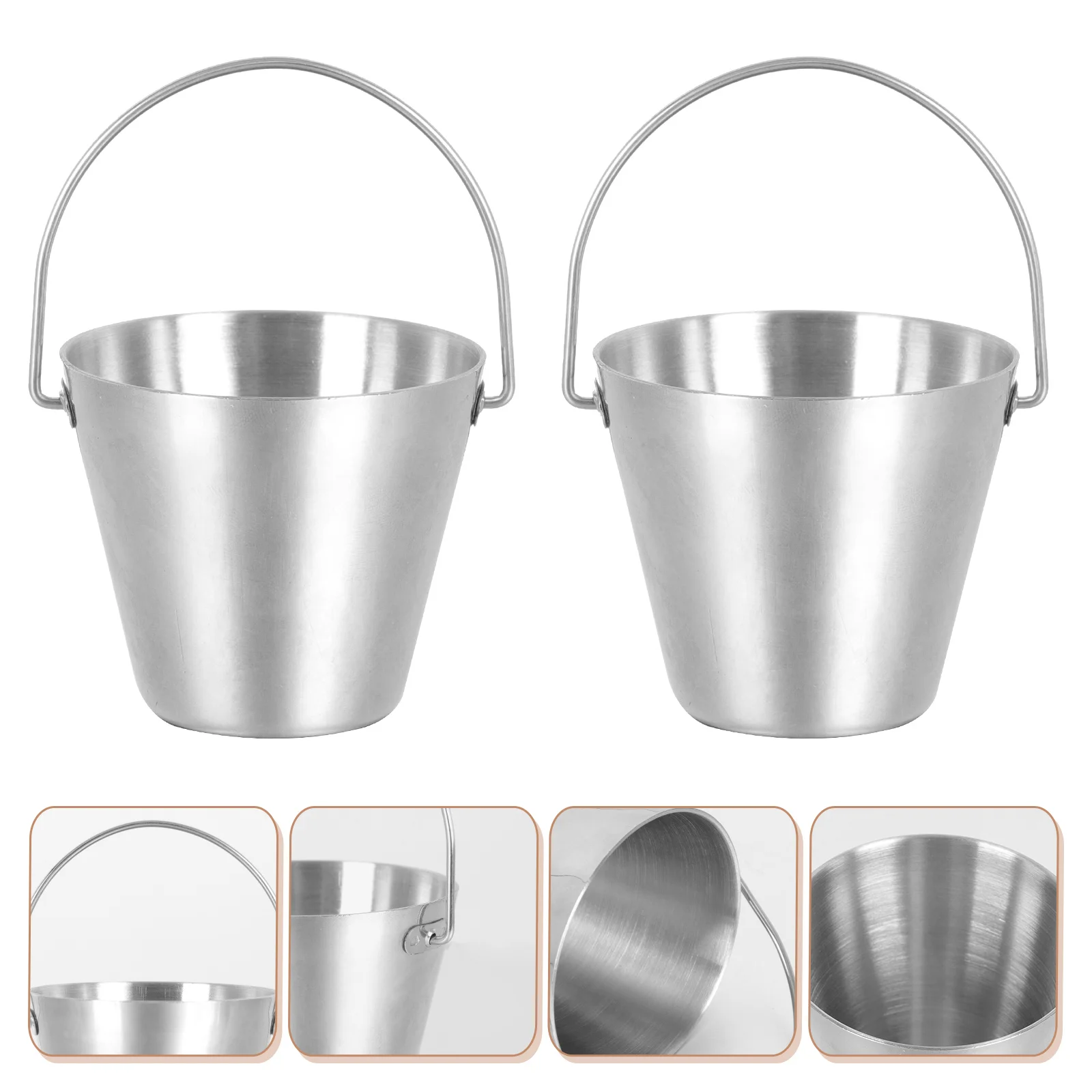 

2 Pcs Teppanyaki Egg Tray Stainless Steel Rack Holder Storage Bucket Container Steamed Chip