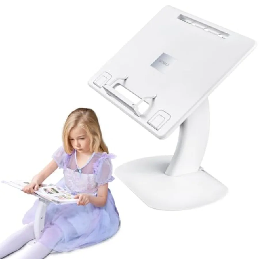 

Book Stand with Book Page Holder Adjustable Book Holder for,Home Office, and Travel - Ergonomic Book Stand for Reading in Bed,
