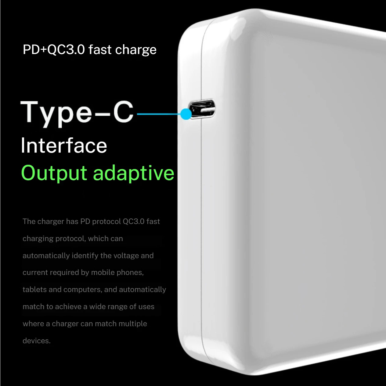 100W Type-C Fast Charger USB-C PD Wall Charger Notebook Laptops Power Adapter For MacBook Pro 13\