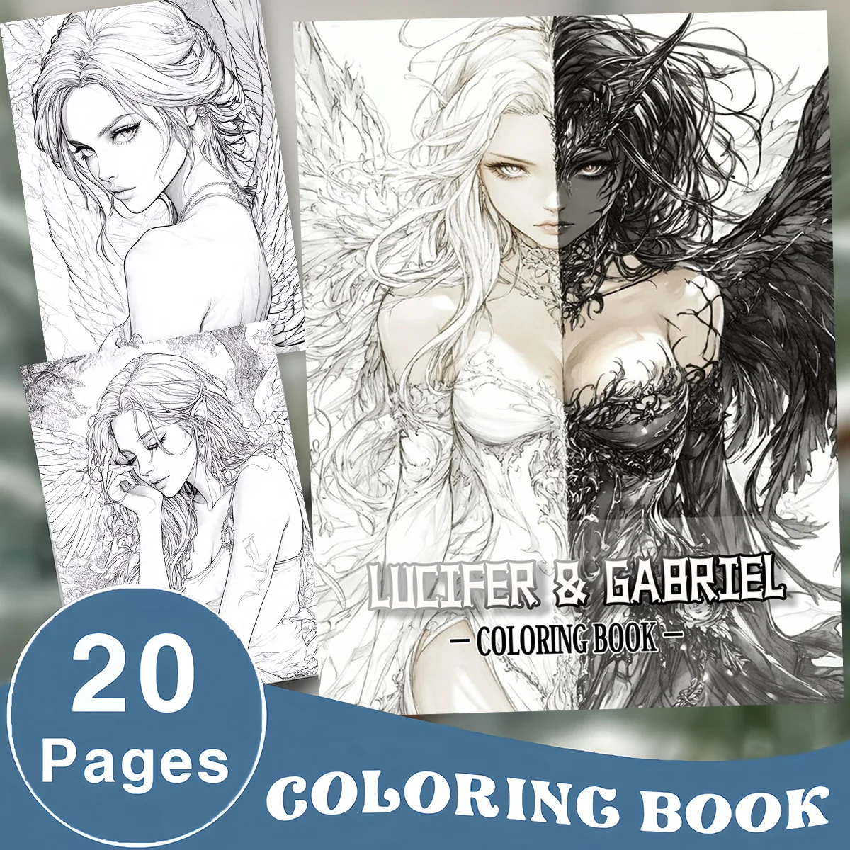 Mystical Dark Fairy Angel Coloring Book for Teens & Adult Artists, Intricate Gothic Winged Elf Fantasy Women Portrait Line Drawing Activity Book, Thick No Bleed Paper Dark Fantasy Themed Art Workbook, Great Gift for Sketch Lovers