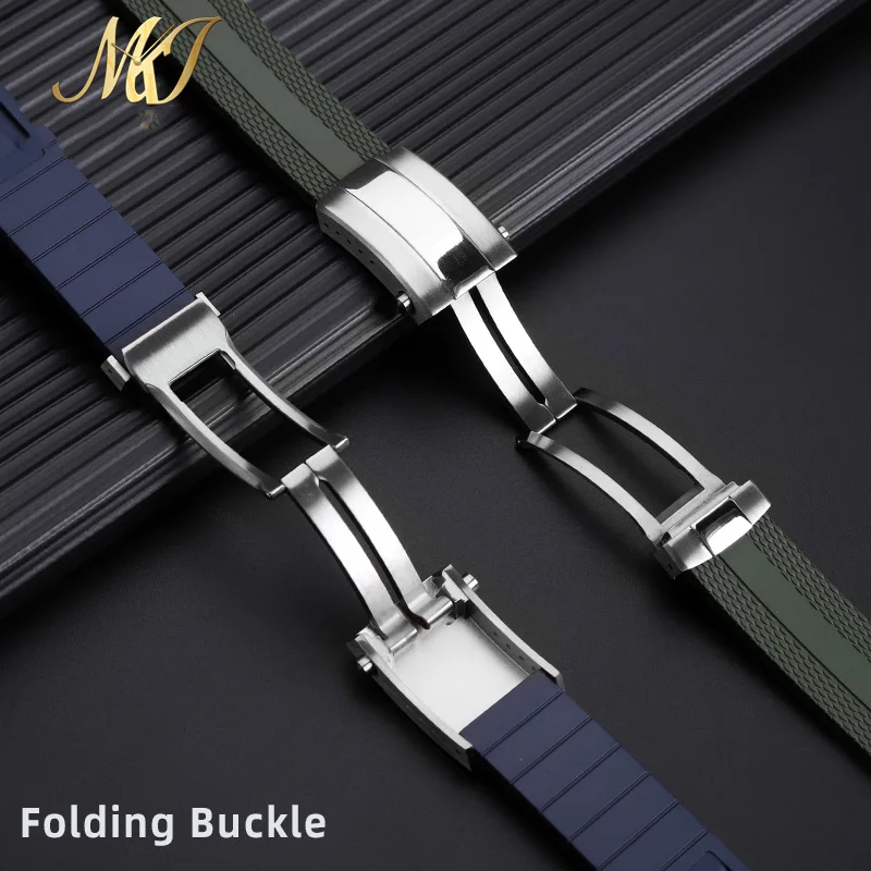 Pasek 22 mm z miękkiej naturalnej gumy do paska Breitling New Superocean Navitimer AvengerA17376211  Bransoletka do zegarka Składana klamra