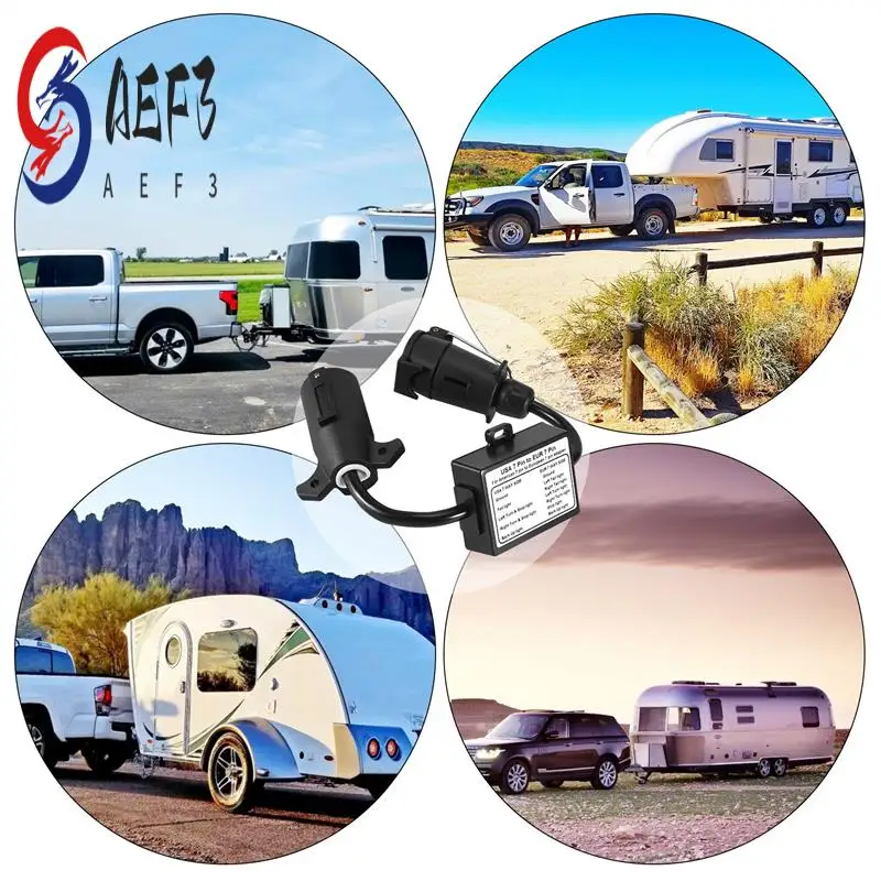 

AEF3-USA To EU Trailer Light Converter US 7-Way Blade Socket To EU 7-Pin Round Plug