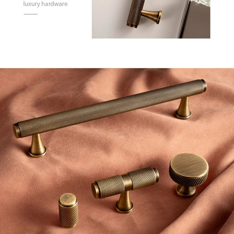 Santaya Solid Antique Brass Diamond-cut Cross Knurl Pattern Bronze Wardrobe Cabinet Handles T-bar Knobs Pitch 320mm Long Pull