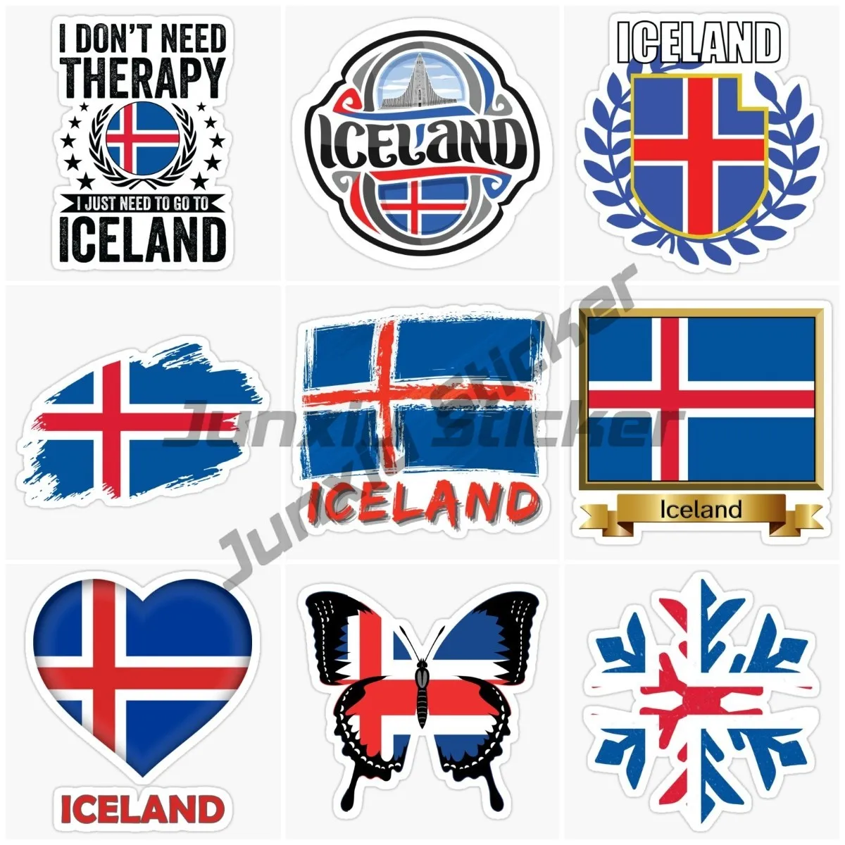 

Iceland National Flag and Emblem Vinyl Signs Car Stickers Anime Waterproof Decoration Scratch-proof Auto Vehicle Decal