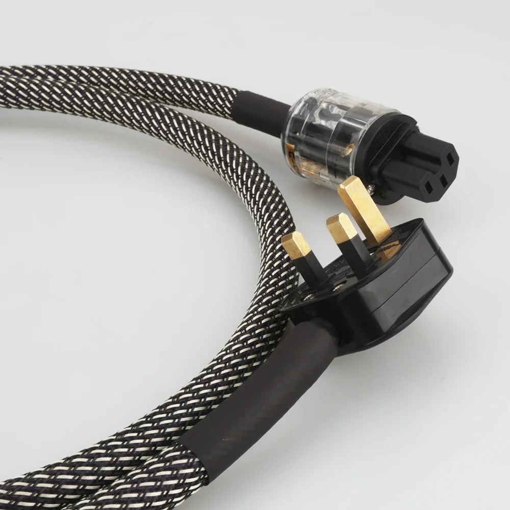 AC313 Hifi Audio OFC Power cable with Gold plated Schuko UK Power connector UK Plug power cable