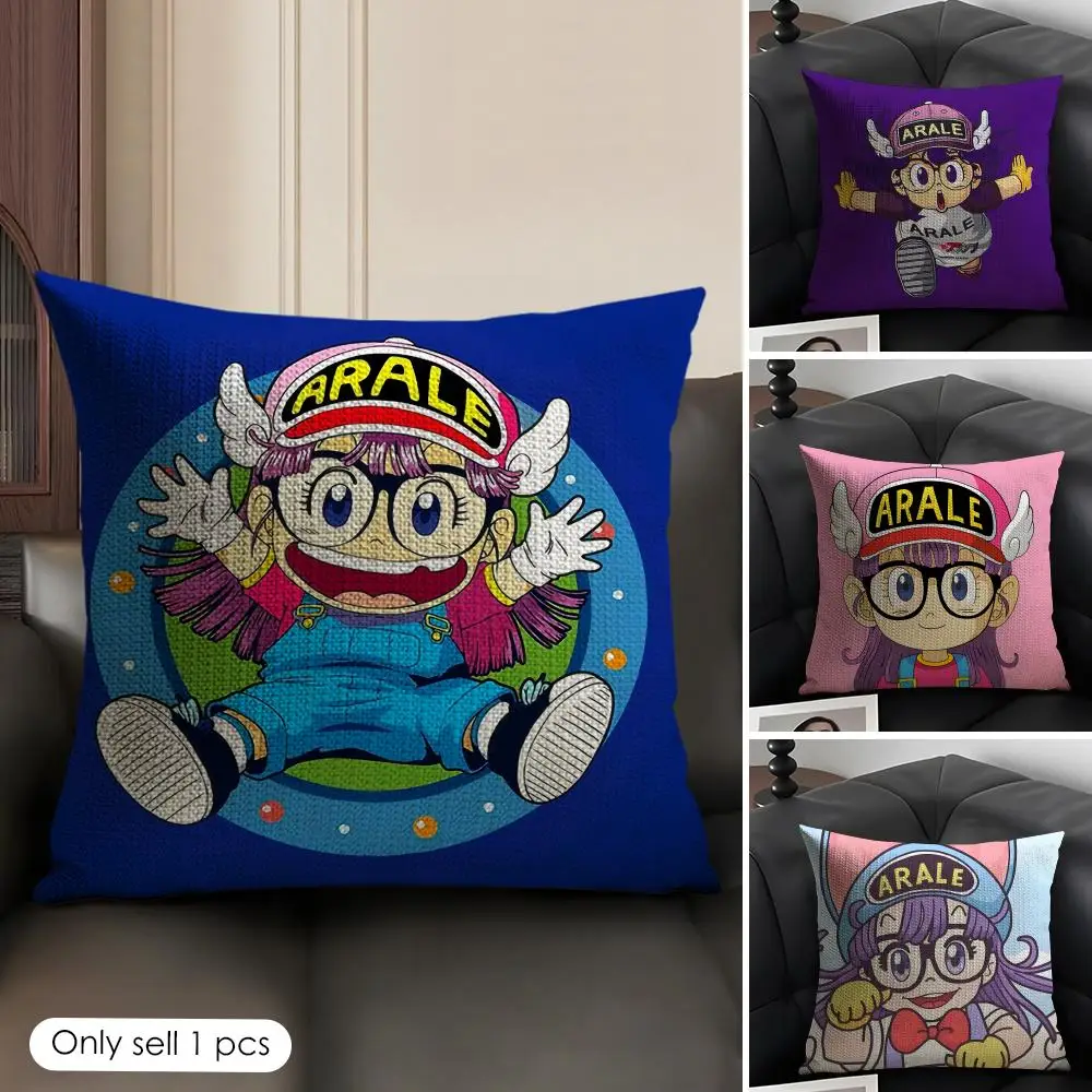 Dr SLUMP A-ARALE CHAN Cushion Cover Natural Linen Organic Fabric Double-Sided Printing Sofa Home Decor Gift Pillow Case