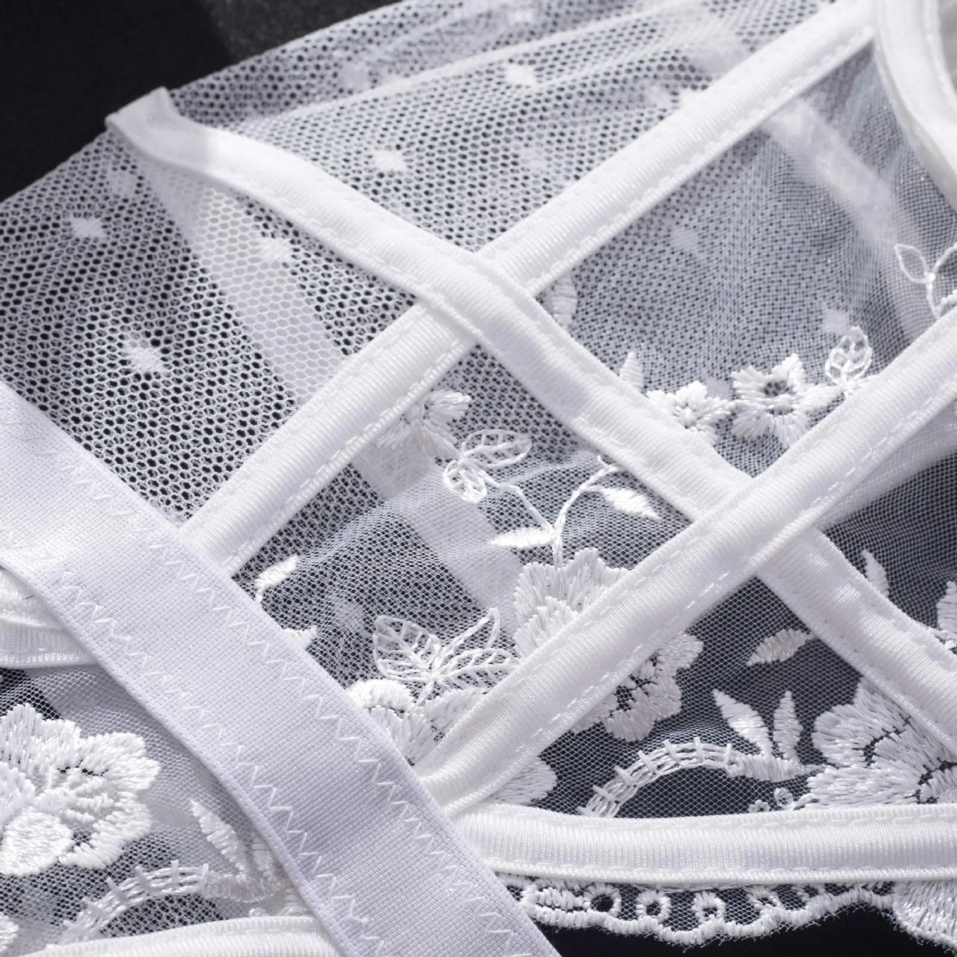 ملابس داخلية مثيرة مطرزة بالدانتيل تيدي ملابس داخلية شفافة شفافة بدون ظهر أشرطة مثيرة قطعة واحدة مغرية للنساء #5