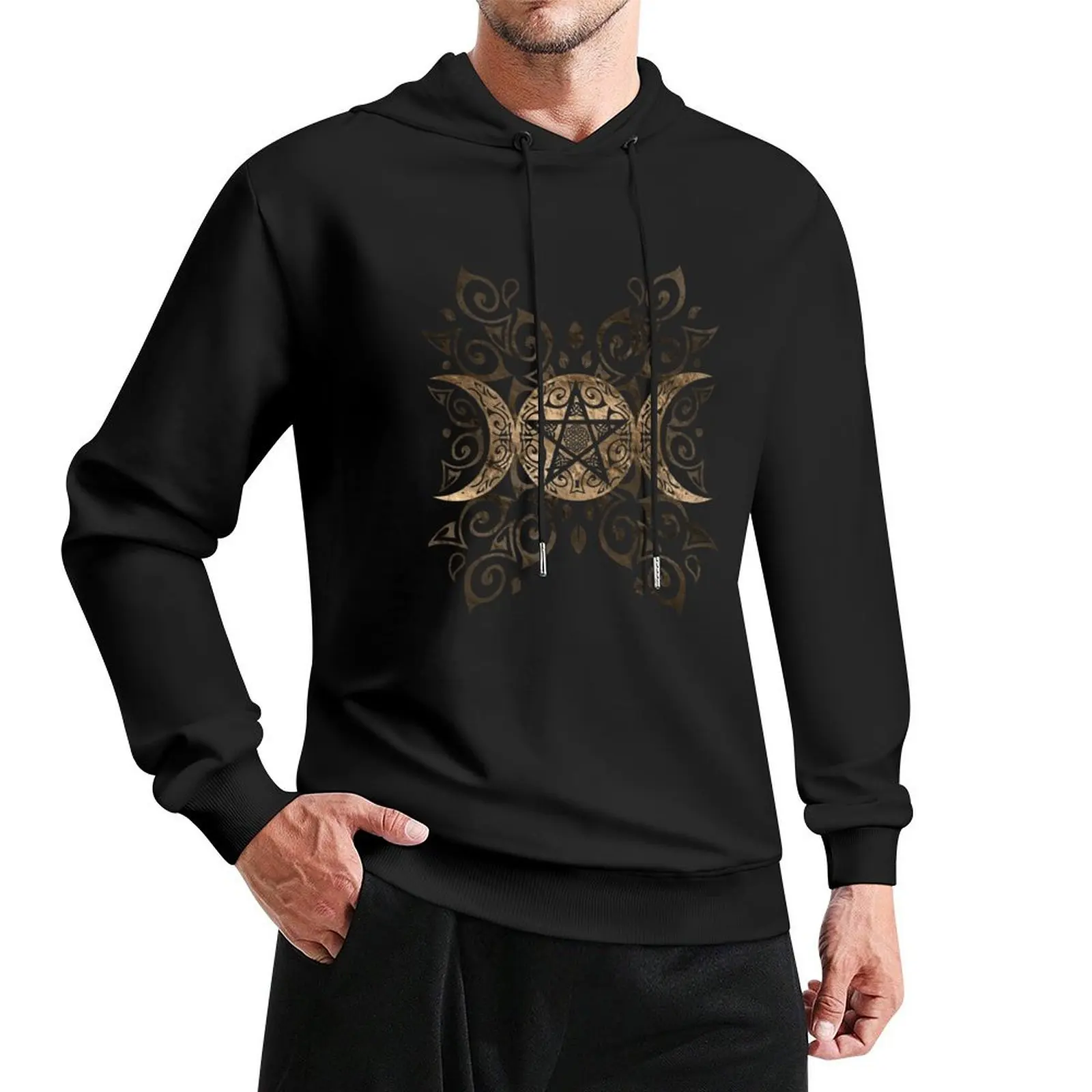 Triple Moon Goddess pentagram ornament Pullover Hoodie mens clothing mens hoodies