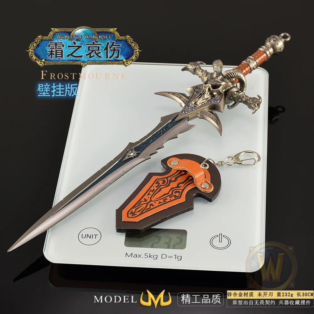 Figura de Warcraft Frostmourne de 30cm, modelo de versión montada en la pared, modelo de espada de cuerpo a cuerpo, adornos artesanales de Metal, colecciones de regalos