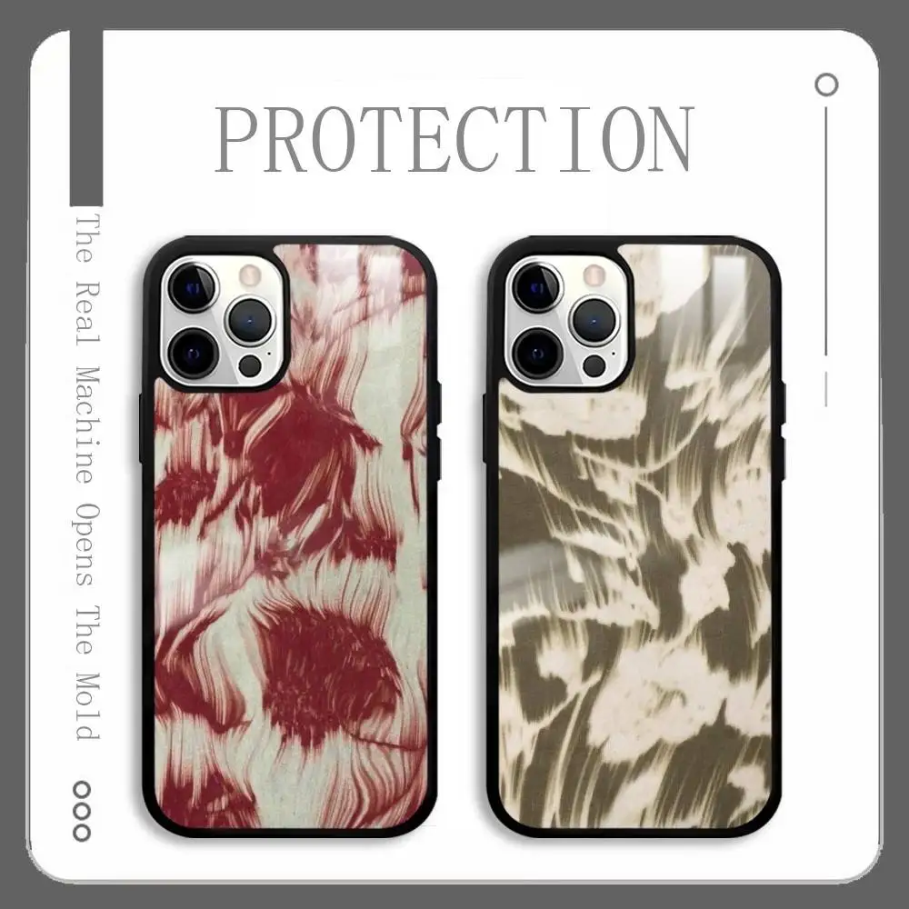 

Ins Blood Red Blurred Flower Phone Case For IPhone 17 16 15 14 13 12 11 Pro Max Plus Mini Plus Hard Mirror Surface Protect Funda