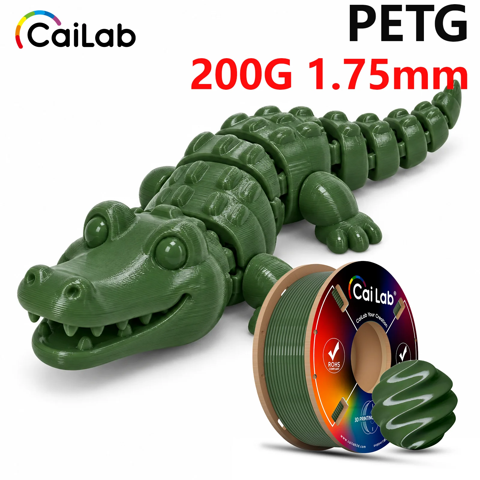 Cailab PETG Filament 200g 1.75mm 3D Printer Premium Quality Printing Material For Prototypes Custom Parts Crafts Home Projects