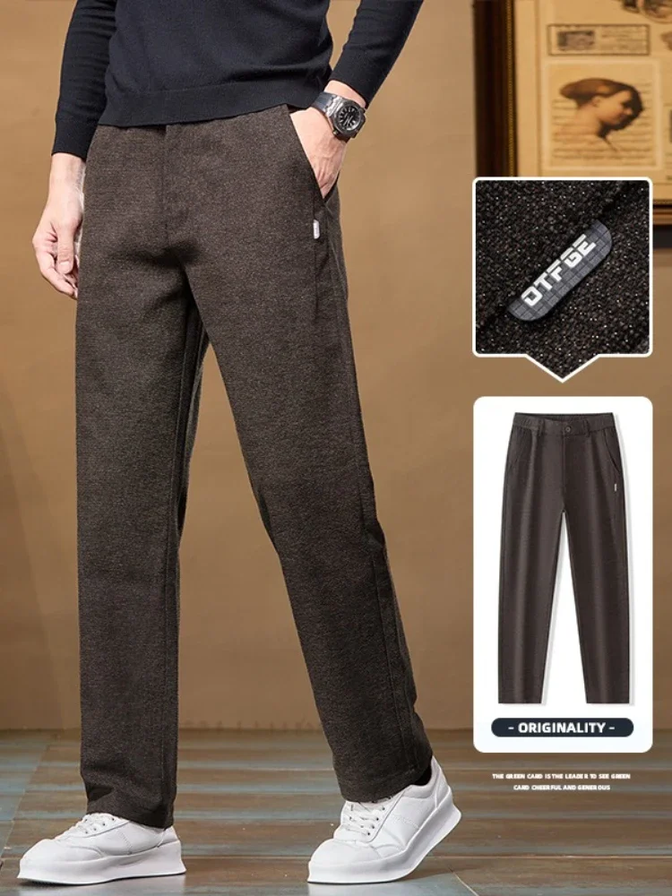 

Autumn New Men's Straight Casual Pants Business Fashion Elastic Waist Comfortable Trousers Male Brand Clothing 28-38