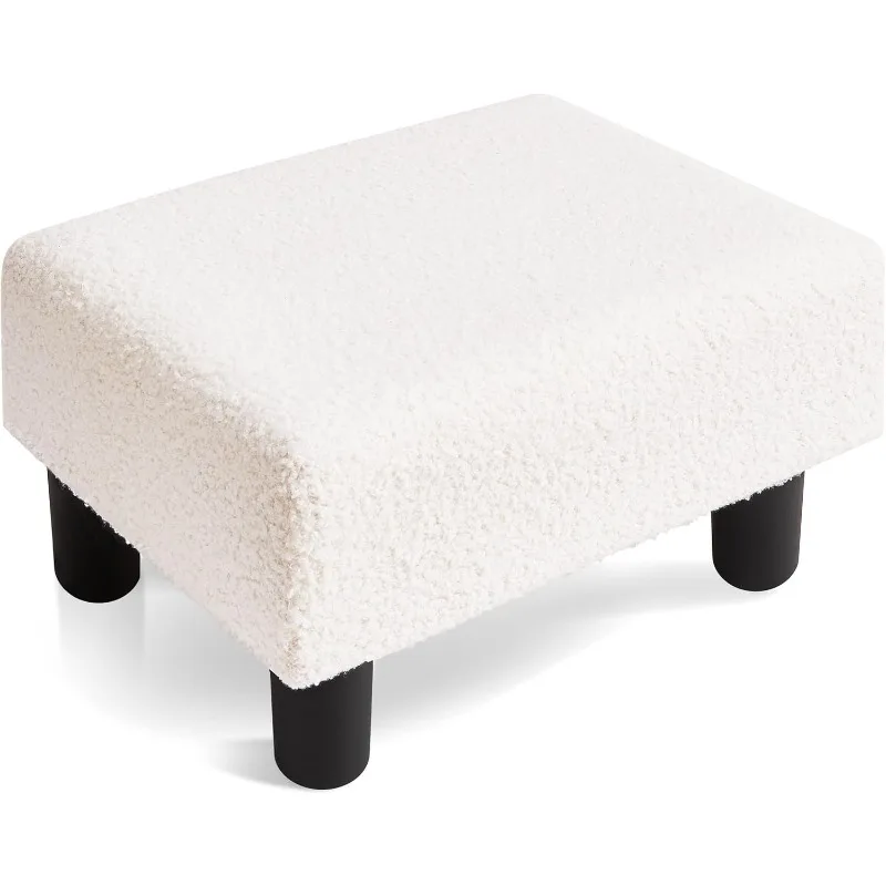 

Foot Stools Ottoman,Sherpa Small Foot Stool with Legs,Rectangle Small Ottoman Footstools Use for Living Room, Bedroom and Office