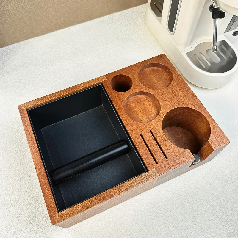 Solid Wood Multifunctional Coffee Grounds Bucket Handle Bracket Pressed Powder Holder 58mm51mm