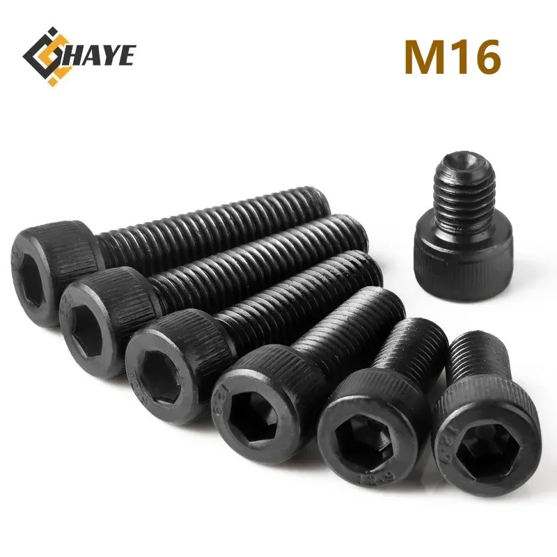 M16 12.9 Grade Alloy Steel Hexgon Socket Cap Screws 25 30 35 80 90 100 110 120 130 140 150mm Balck Screw Full Thread