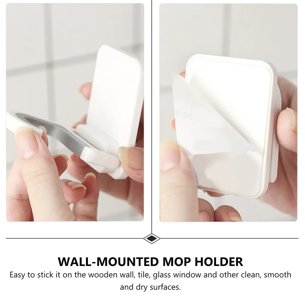 3Pcs Hanging Hook Multifunctional Punch-Free Mop Holder Heavy Duty Broom Clip for Home Office Restaurant Hotel Organizers