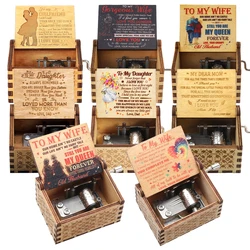 Mini Wooden Hand Cranked Music Box, You Are My Sunshine Theme Song, to My Wife, Mother's Day Gift for Mom, Birthday Gift for Son