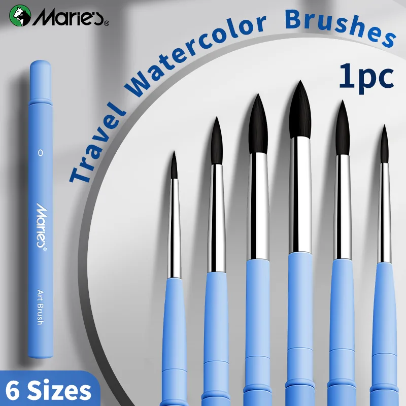 Marie's 1pc Travel Watercolor Brush for Kids,for Acrylics,Inks,Gouache,Oil,Professional Blue Paintbrush for Artists,Perfect Gift