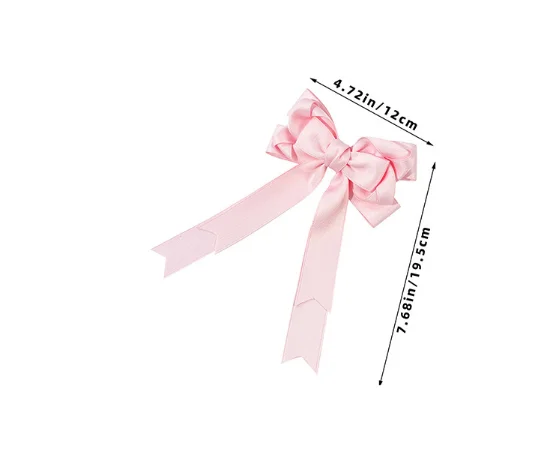 24PCs Long Ribbon Bow Hair Clips Handmade Tassel Side Hairgrips for Girls Women Bulk Hair Accessories