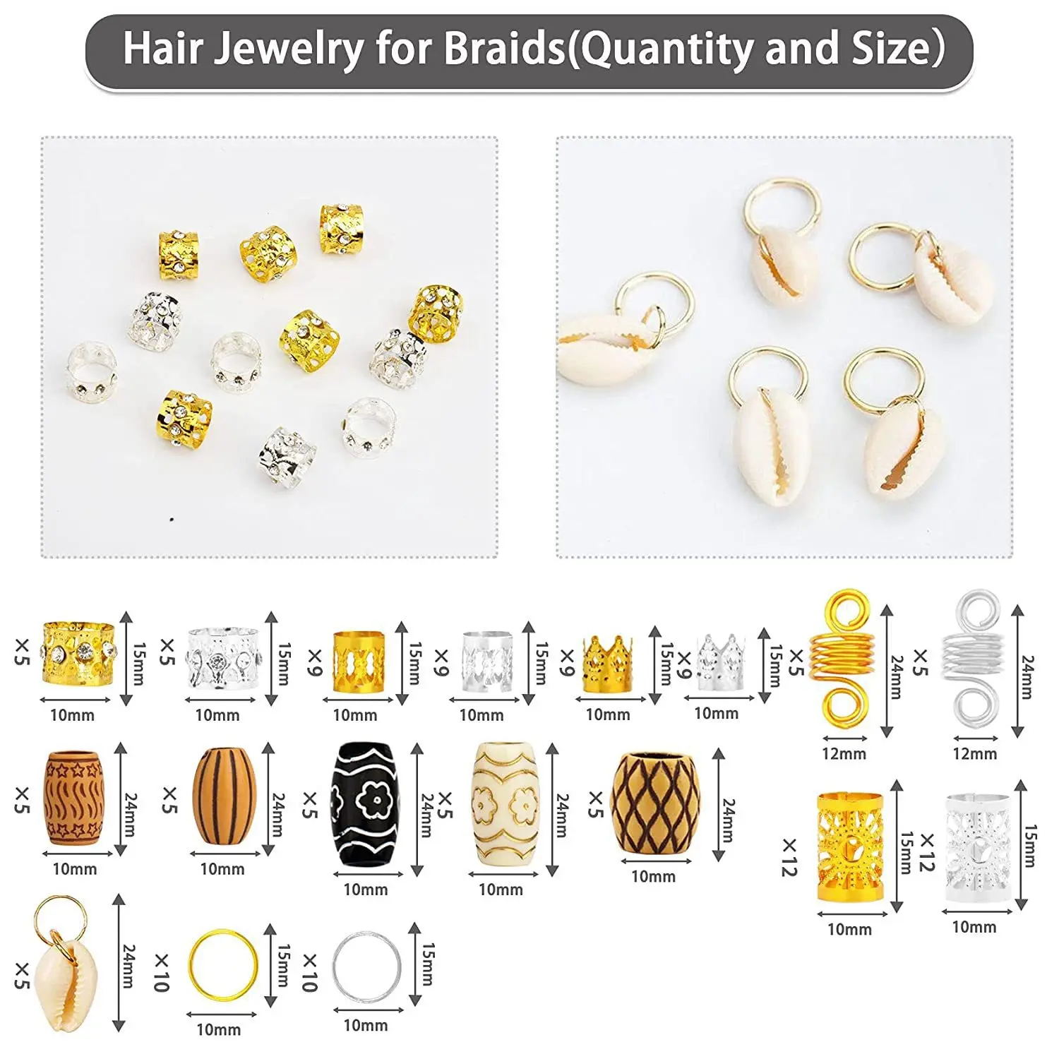

Fashion 133 Count Dreadlocks Accessory Set Hair Band Elastic Tube Bead for Long Locks Braid DIY