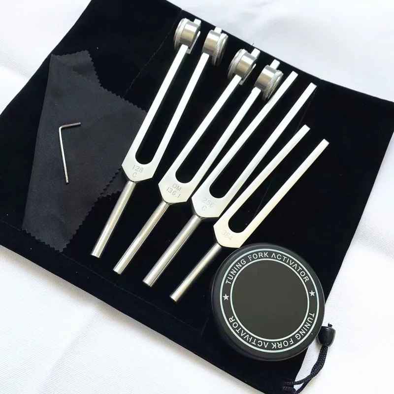 Fiesta Tunning Fork Set Cameroon 4 Chakras Tuning Forks Sound Healing Aluminium Alloy Percussion Instruments with Accessories