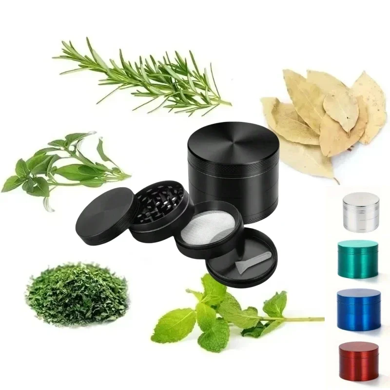 4-Layer Herb Grinder 1.6in Zinc Alloy Hemp Crusher Mill Cutter Metal Tobacco Herbal Spice Grinder Shredder Smoking Accessories