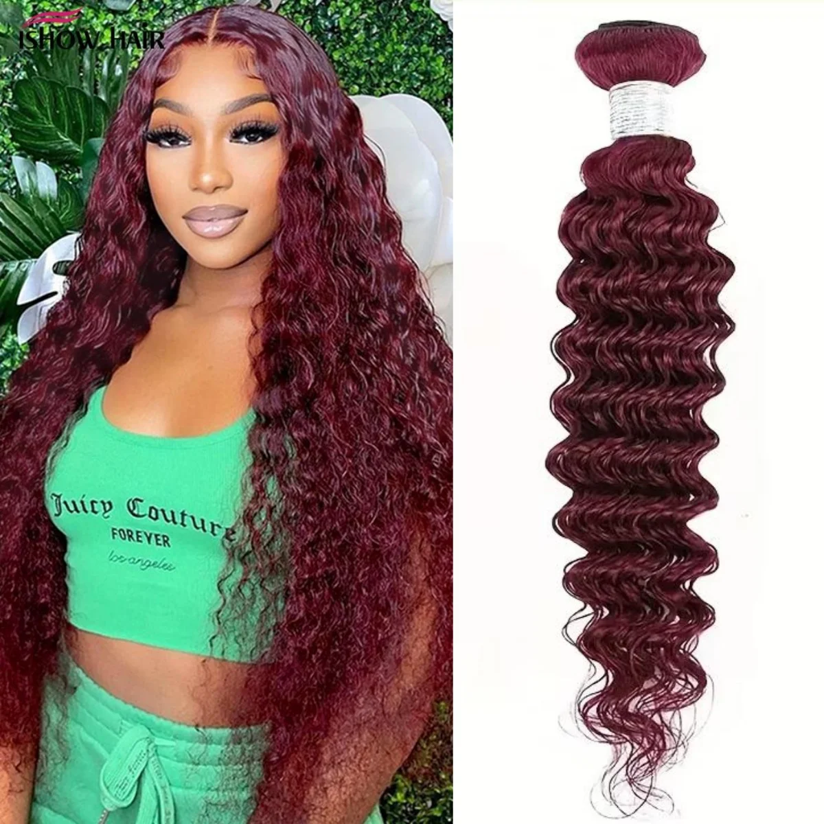 

Наращивание волос 99J, глубокая волна, цвет бургундский красный, 1/3/4 шт., пучки для наращивания, 95 г, винно-красный