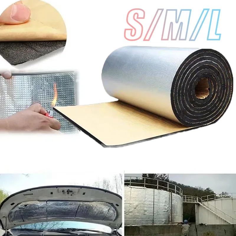 5/10mm Self Adhesive Aluminum Foil Insulation for Cars Sound Heat Proof Pad Fireproof for Engine Hood Door Panel Truck Van