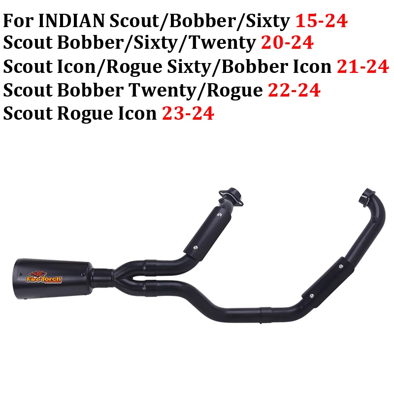 

Полная система выхлопа для мотоциклов INDIAN Scout Sixty Bobber Icon Twenty Rogue Icon 2015-2024: глушитель с DB-киллером, передняя и средняя труба