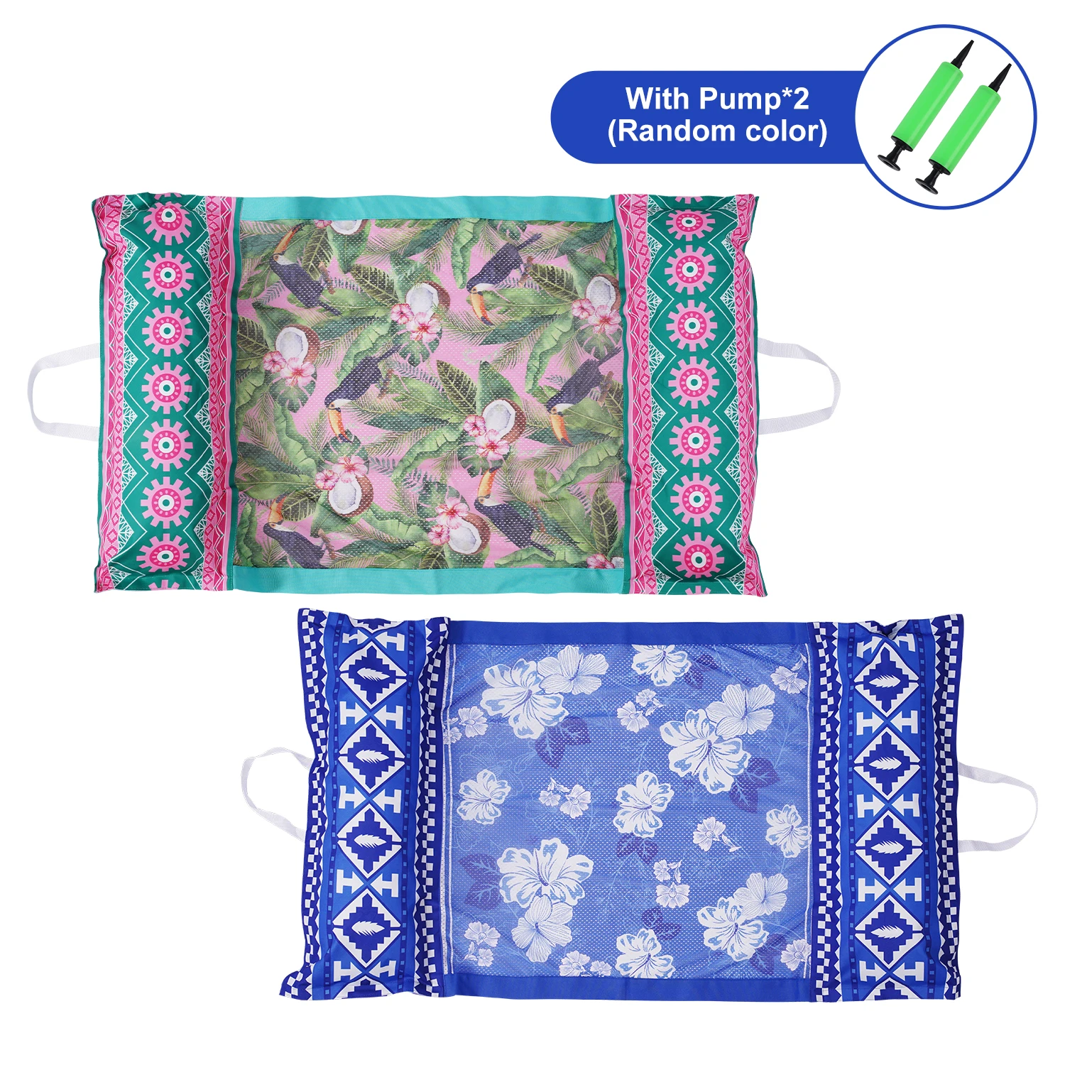 1PC/2Pcs Hawaiian Inflatable Hammock Set with Free Air Pump, Vibrant-Colored Hammock, Inflatable Hammock for Water Relaxation