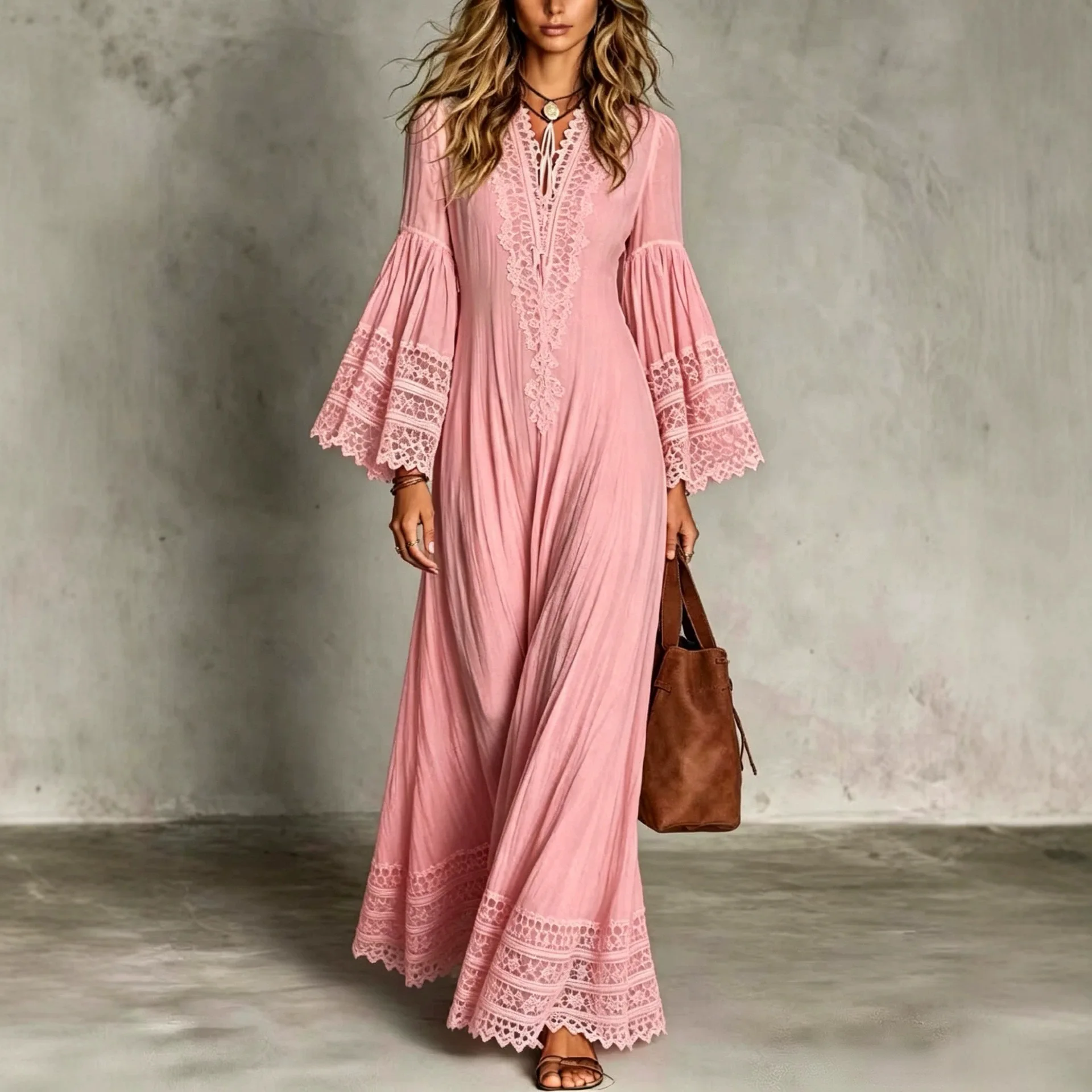 Abito lungo elegante in pizzo  - Boho Summer Beach Maxi Dress recensione e prezzo