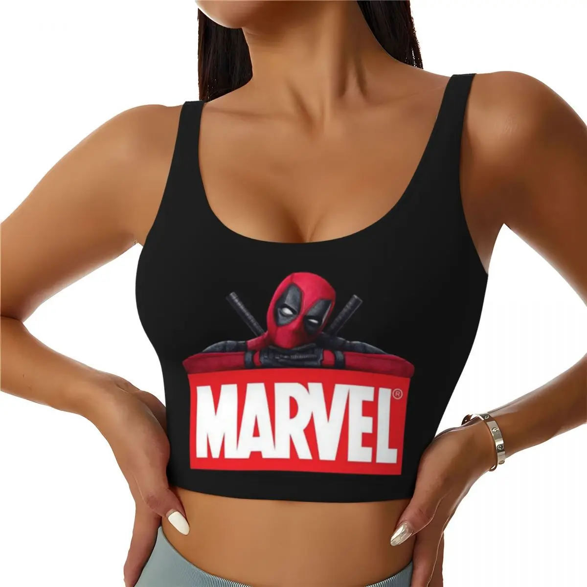 Custom High Impact Deadpool Sports Bra for Women Gym Workout Yoga Crop Top