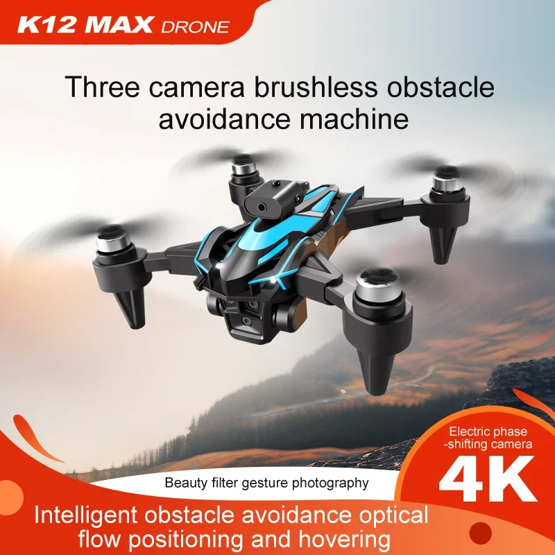 K12max-Drone d'évitement d'obstacles 4K HD, 3 caméras, laser 360 °, FPV, pliable, RC, quadrirotor, jouets d'entrée de gamme