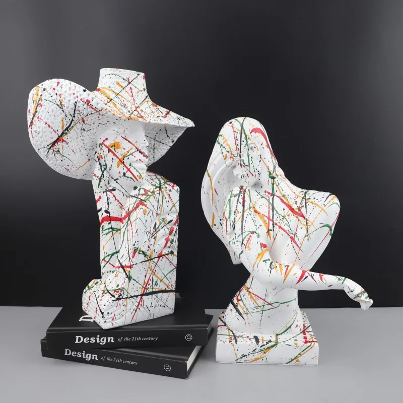 

European Light Luxury Splash Color Figure Sculpture Ornament Creative Resin Home Decoration