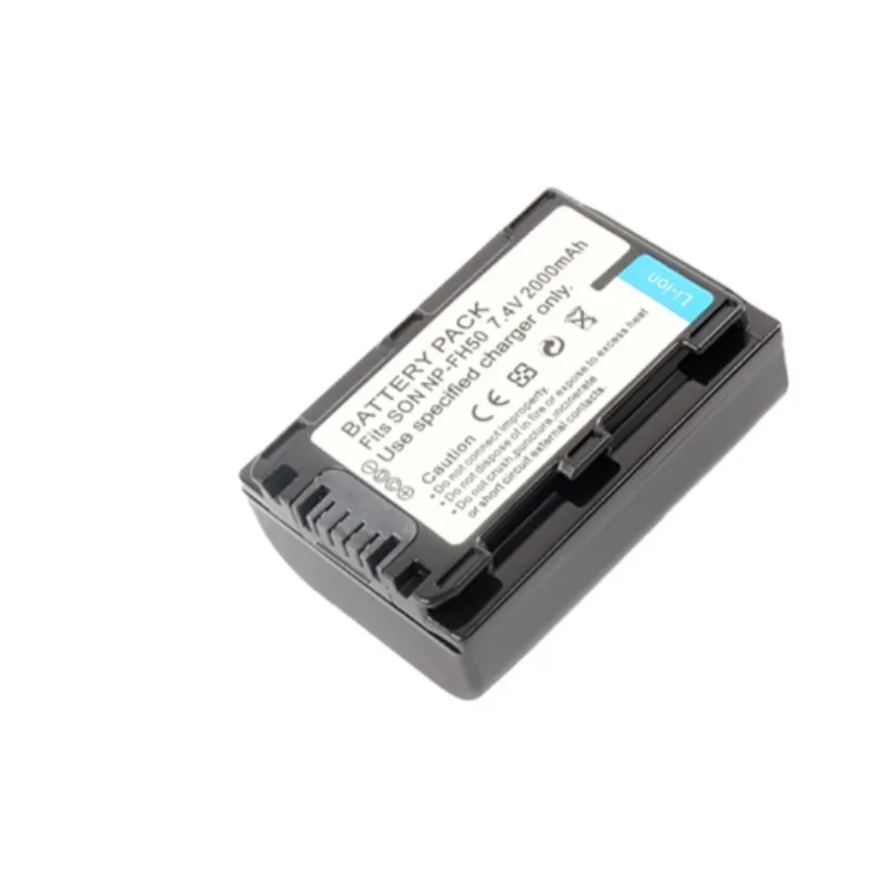 Batterie de remplacement NP-FH50 2000mAh pour caméscope Sony, bloc d'alimentation Li-ion Compatible avec HDR-SR5E/SR12E DCR-HC48E/DVD908E
