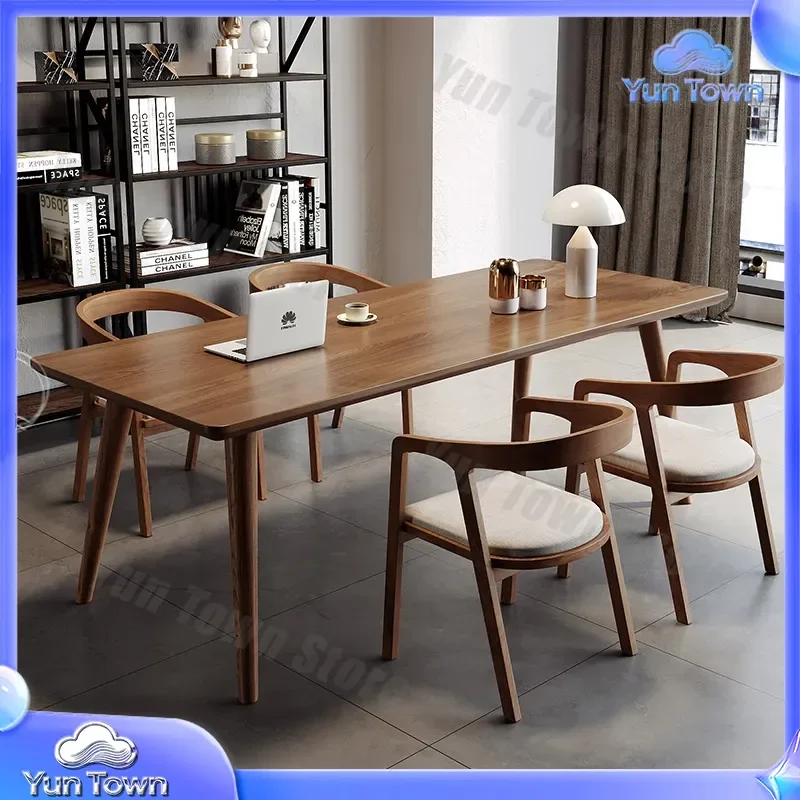 Nordic All Solid Wood Long Desk for Home Office Study Room Computer Table Living Room Training Table Large Board Desk