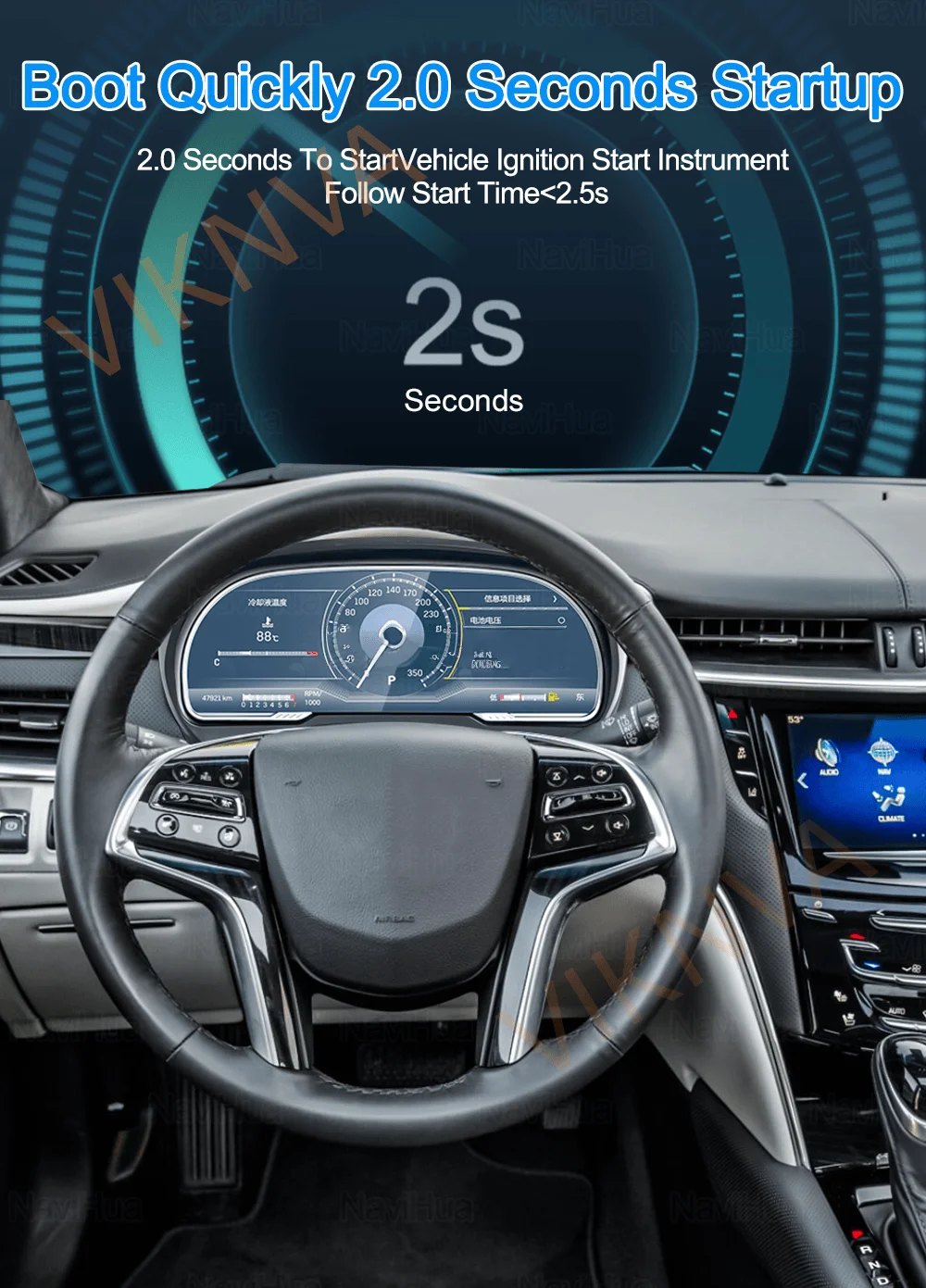 LCD Digital Dashboard Carplay For Cadillac ATS 2014 2015 2016 2017 Speedometer Instrument Panel Virtual Cockpit Tachometer Clock
