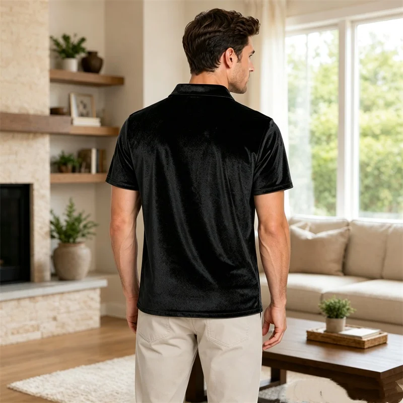 Summer Men's pure color sports casual turn-down collar short-sleeved polo shirt Men's fashionable outdoor Loose jogging T-shirt