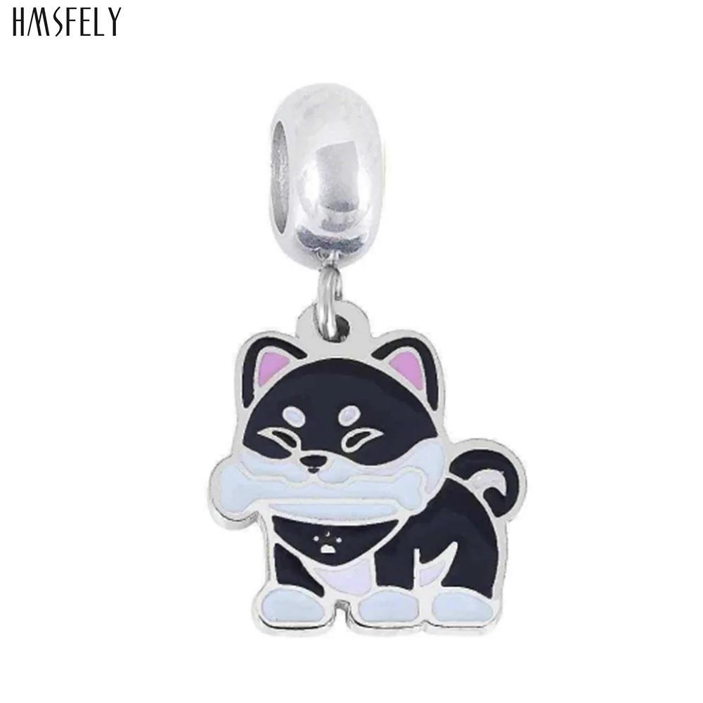 

HMSFELY Black Dog Steel Pendant For DIY Bracelet Necklace Jewelry Making Accessories Women Bracelets Parts