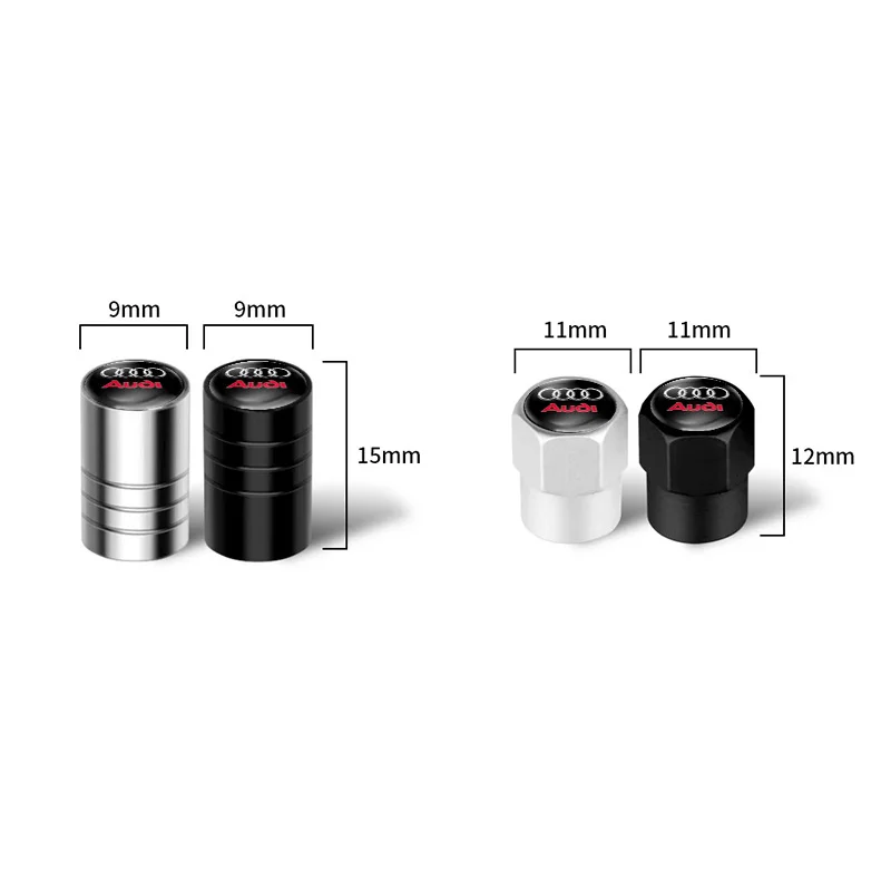 4Pcs Car Styling Wheel Tire Valve Caps Cover Badge Accessories For Audi A5 A3 A4 A6 A7 A8 Q2 Q7 Q3 Q5 Q8 B5 B6 B7 B8 B9 Q7 8P 8V