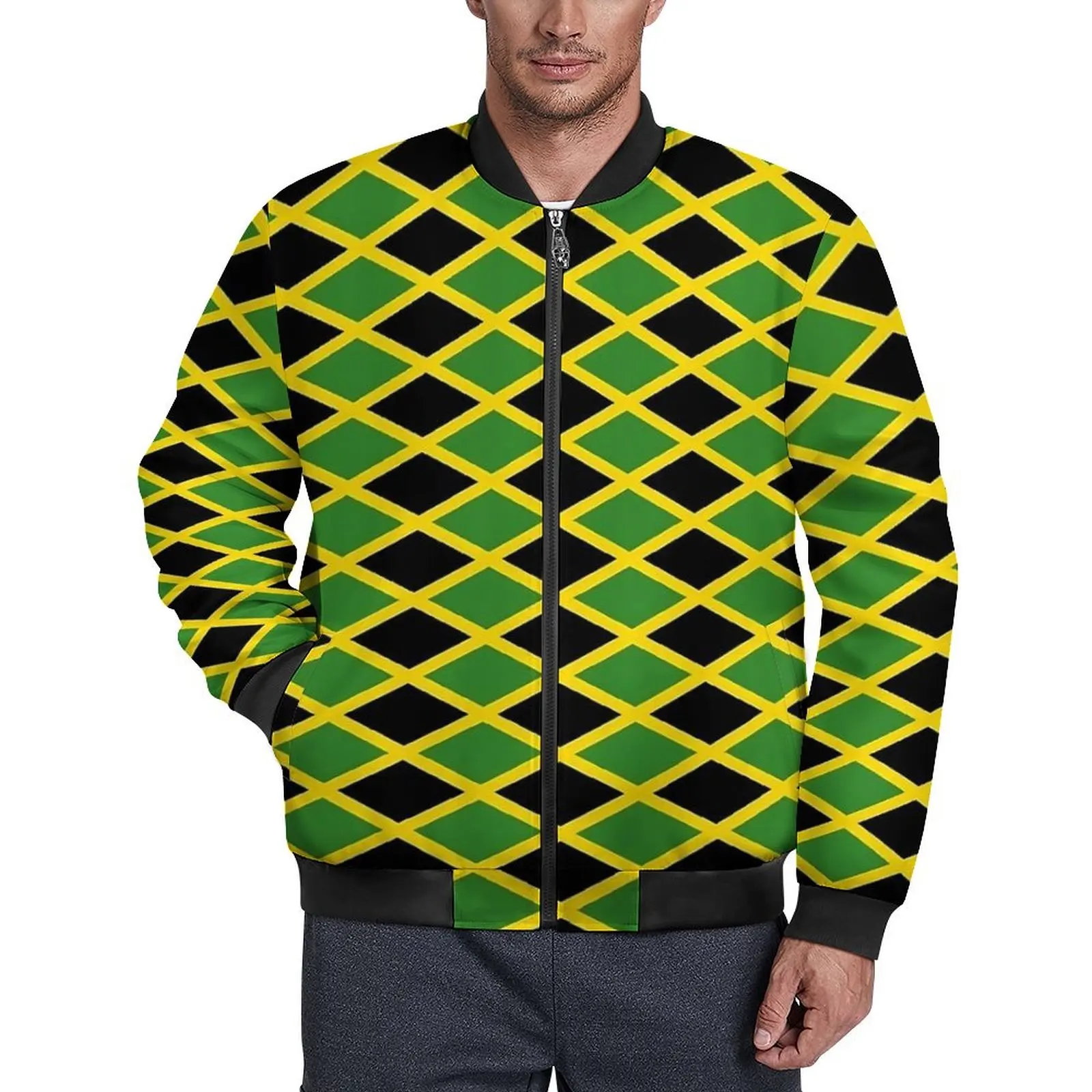 Jamaica Jamaican Flag Jackets  With Pockets Autumn Coats Male Aesthetic Casual Jacket Design Classic Oversize Windbreakers Gift