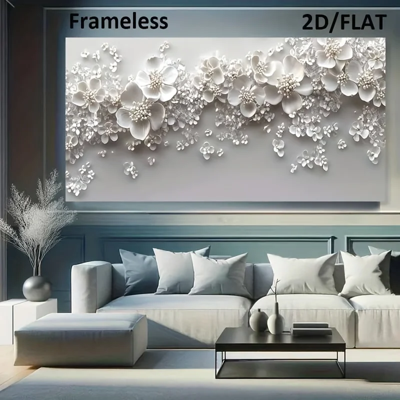 Monder Canvas Painting Frameless White Flower Art Canvas Poster for Bedroom and Living Room Decoration Wall Art Cuadros No Frame