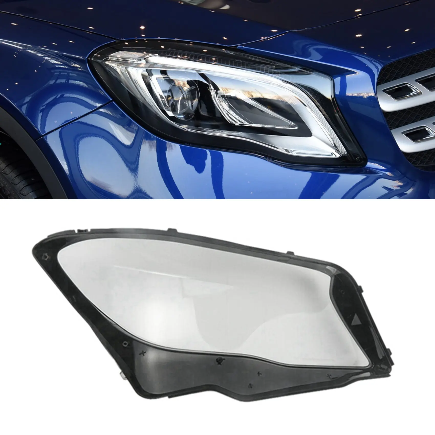 Car Right Front Headlight Cover Lampshades Lens Shell Caps for GLA W156 GLA200 GLA220 GLA260